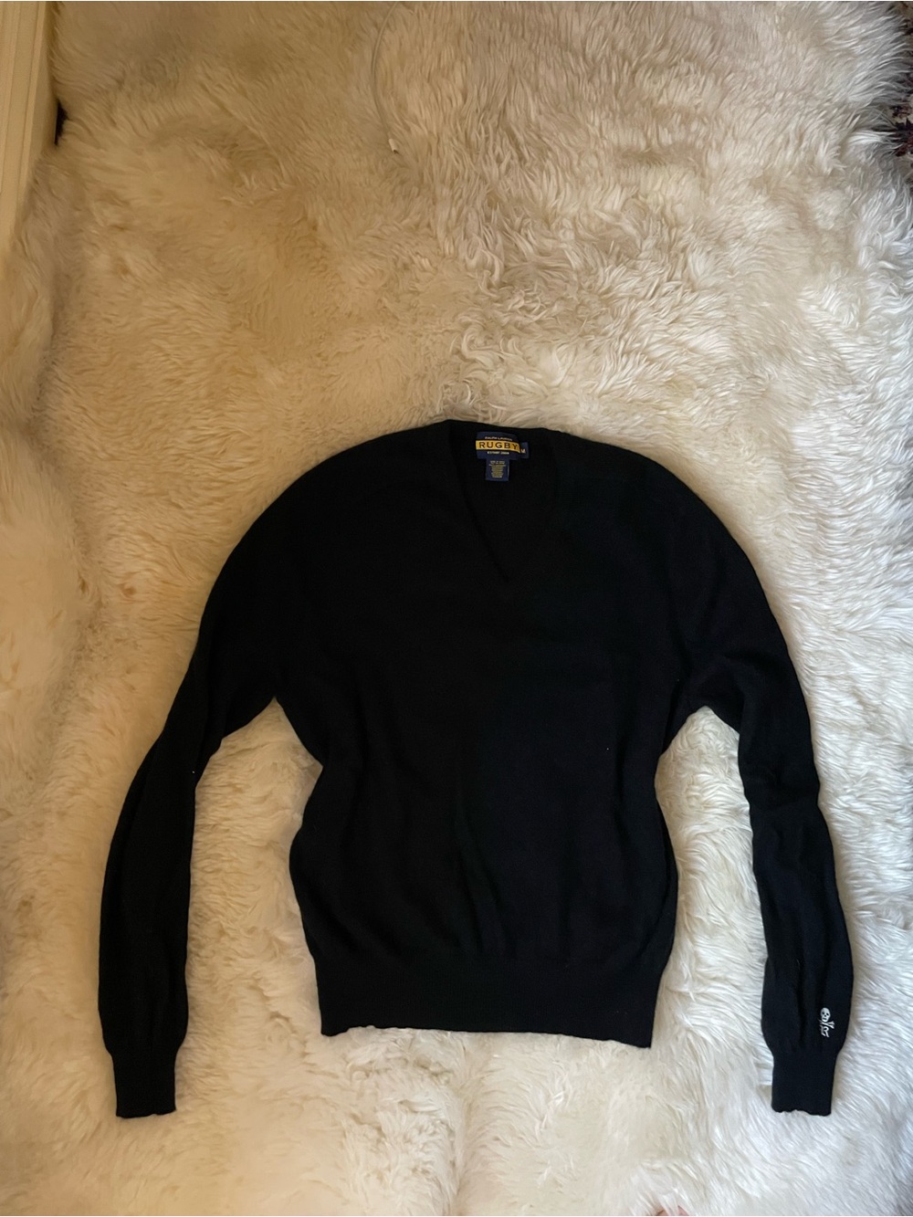 Vintage | rare Rugby Ralph Lauren black cashmere men’s v neck sweater